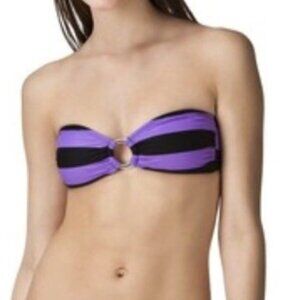 Xhilaration purple black striped bikini top